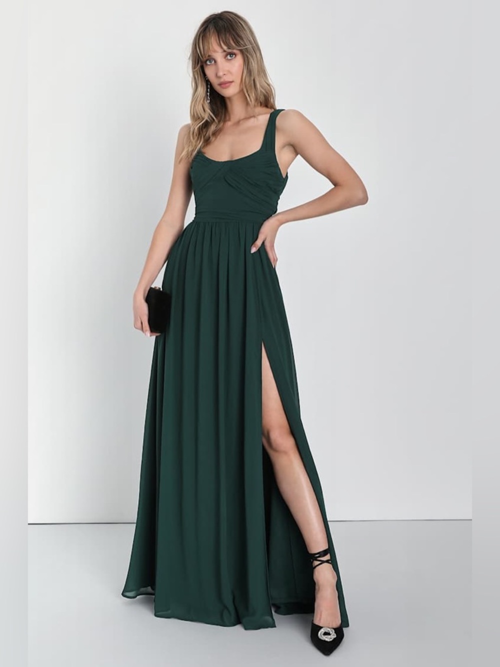 Lulus Sensational Moment Emerald Green Pleated Maxi Dress Size 2X